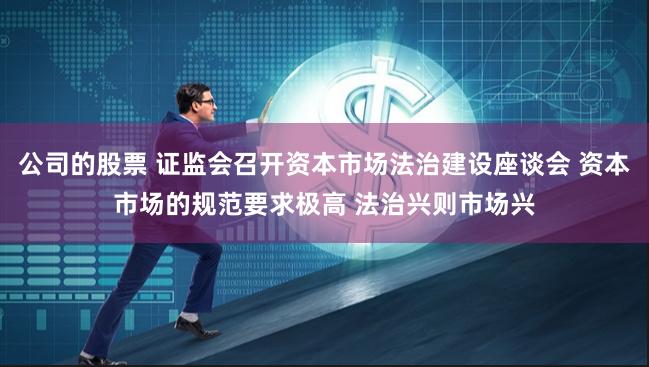 公司的股票 证监会召开资本市场法治建设座谈会 资本市场的规范要求极高 法治兴则市场兴